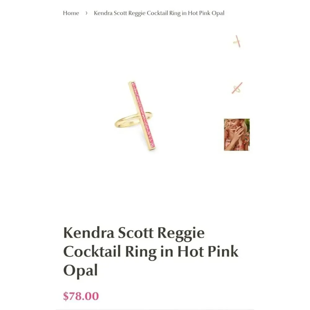 Kendra Scott Reggie Ring Kyocera Opal and Rose Gold size 6